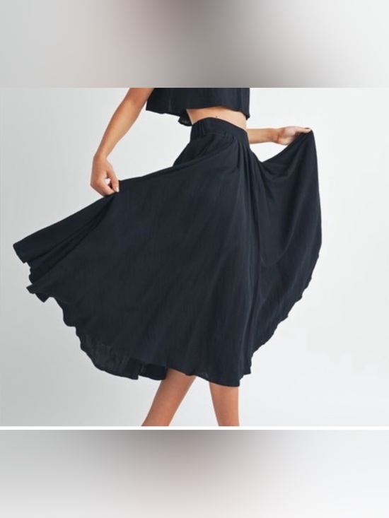 Mable Dresses & Skirts - MABLE  Black Flowing Midi Skirt